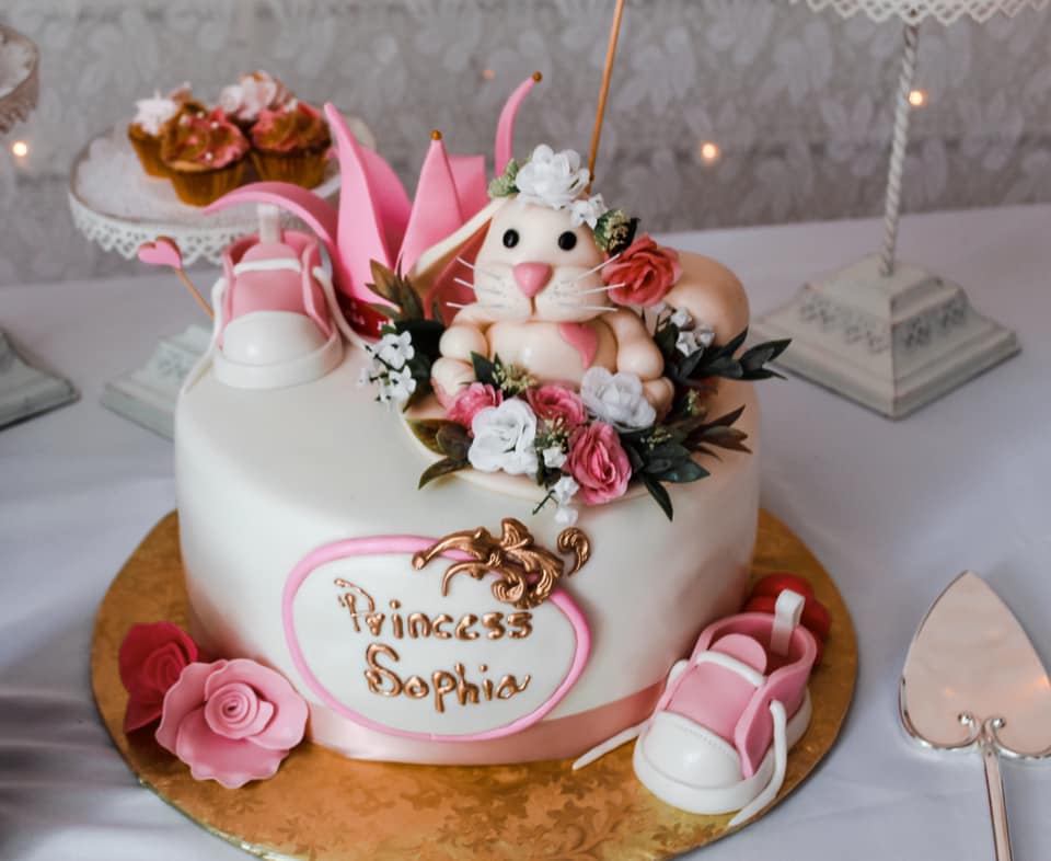 bunny-themed baby shower cake