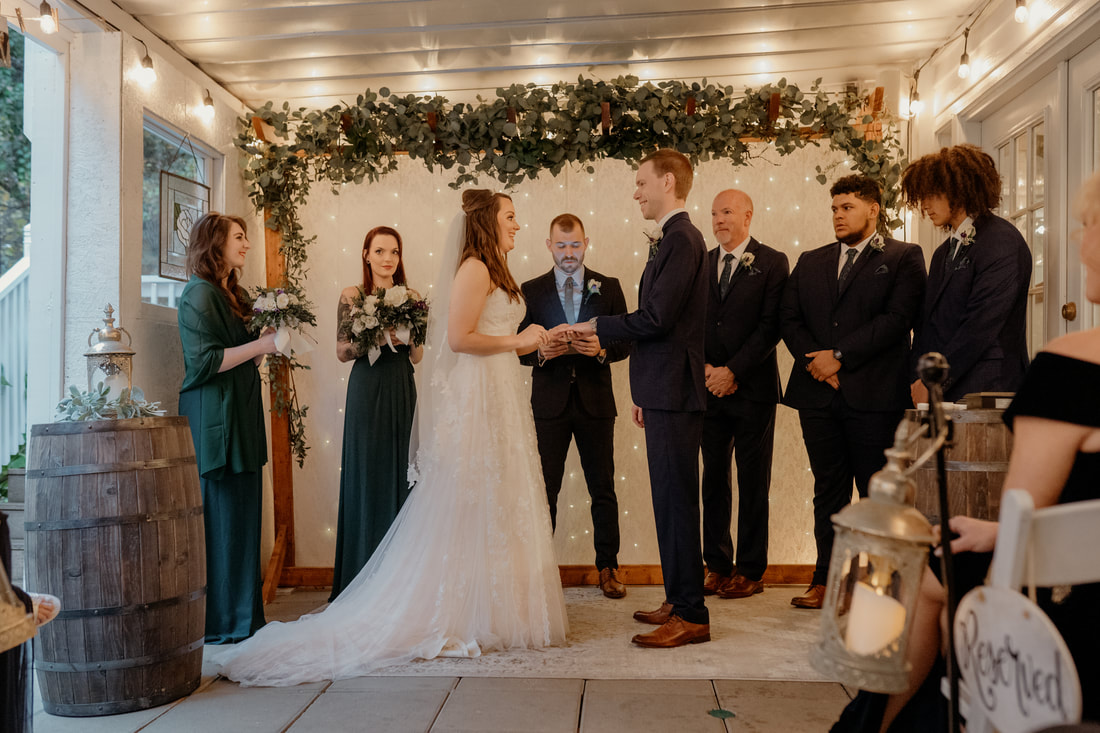 intimate ceremony under covered porch