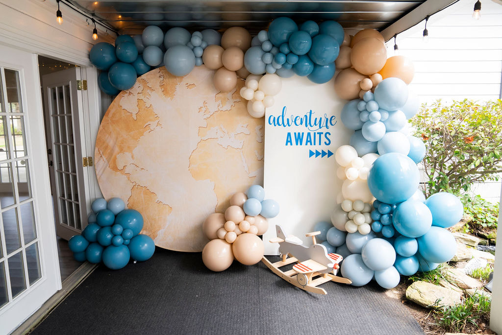 world balloon arch for baby shower