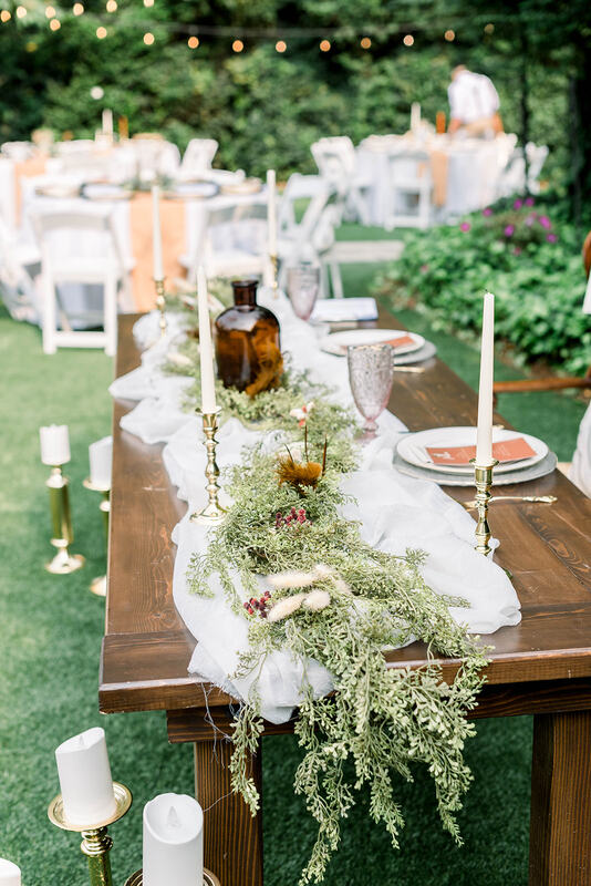 boho chic garden wedding table scape