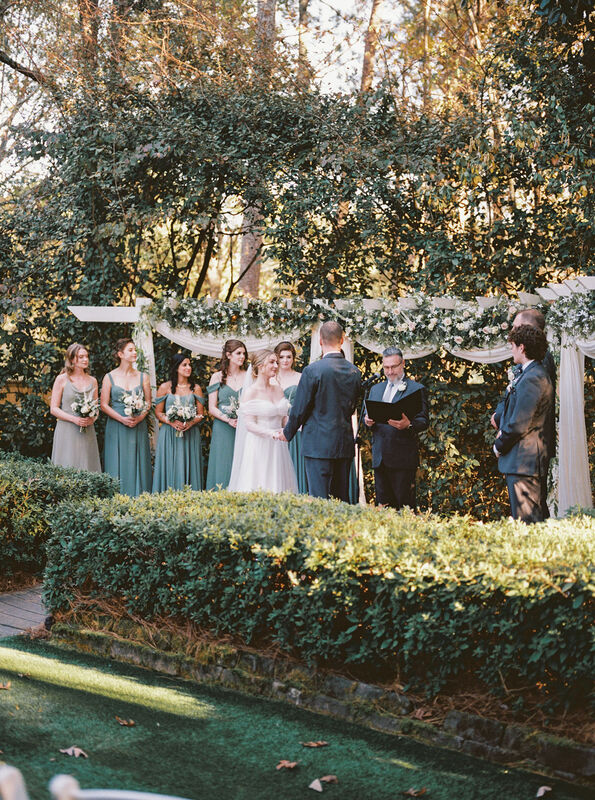 sage green garden wedding ceremony