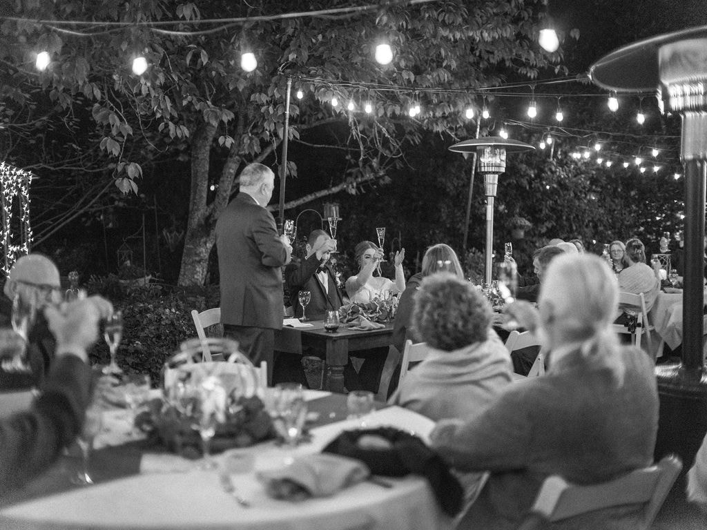 black and white photo of wedding speech