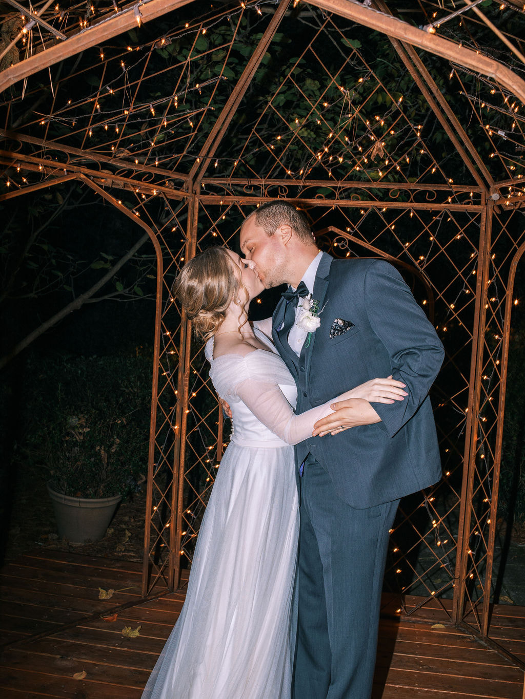bride and groom's first dance in gazebo