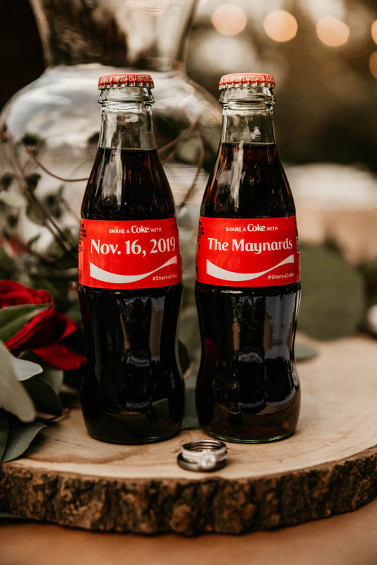 custom coke bottles with newlywed's last name and wedding date