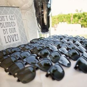 black sunglasses as a wedding favor