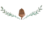 Four Oaks logo of a hand-drawn, upside down acorn with green leaves on each side.