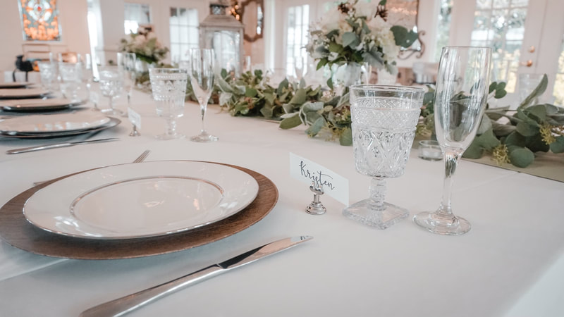 white and greenery winter tablescape