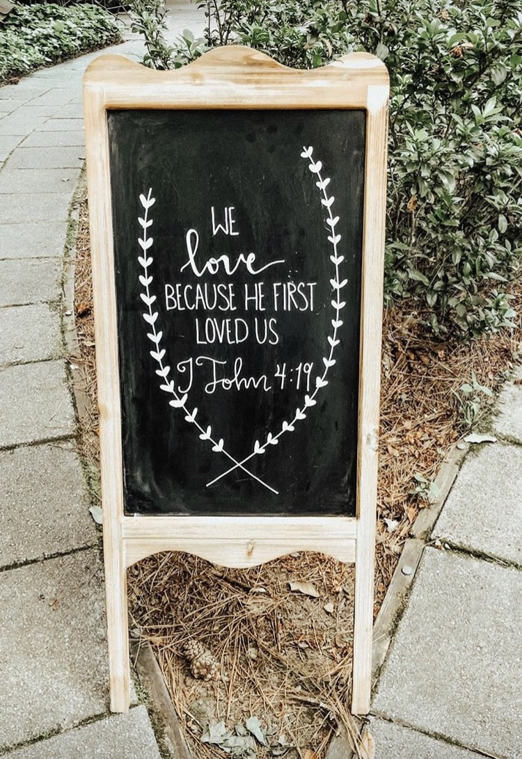bible verse chalkboard sign for wedding