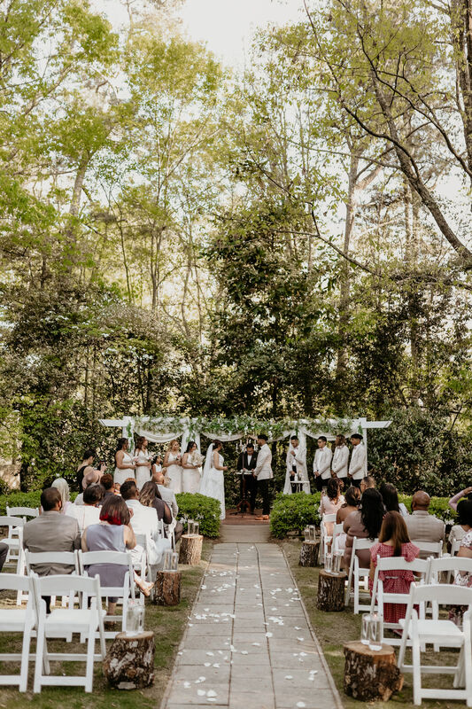 Outdoor wedding ceremony in spring