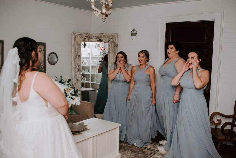 bridesmaids react to brides dress