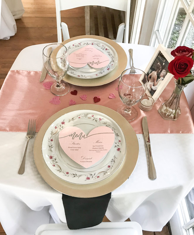 Valentines Day Dinner table setup