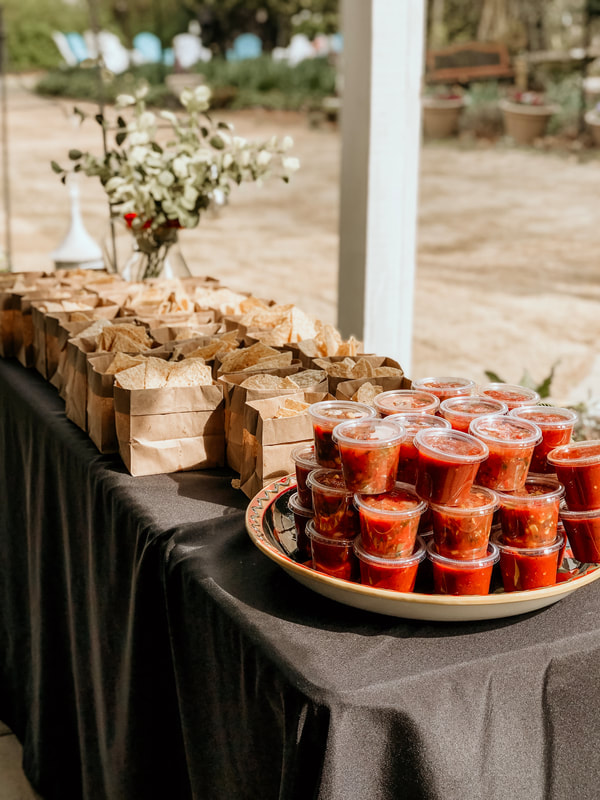individual packs of chips and salsa for fiesta-themed party