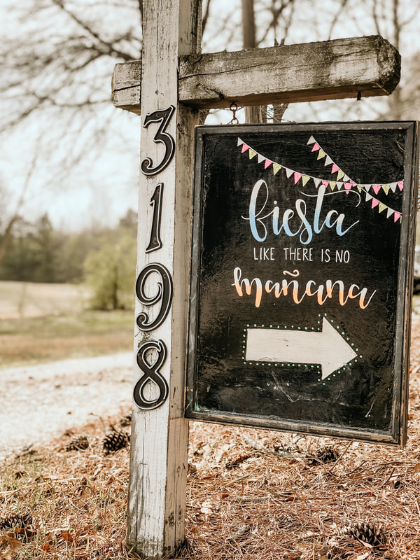 fiesta themed, colorful chalkboard welcome sign
