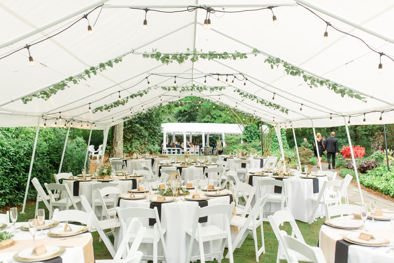 tented reception with champagne details