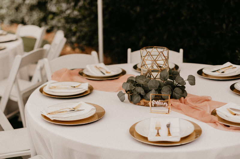 gold and dusty rose tablescape
