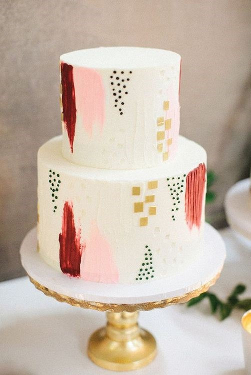 simple modern boho wedding cake