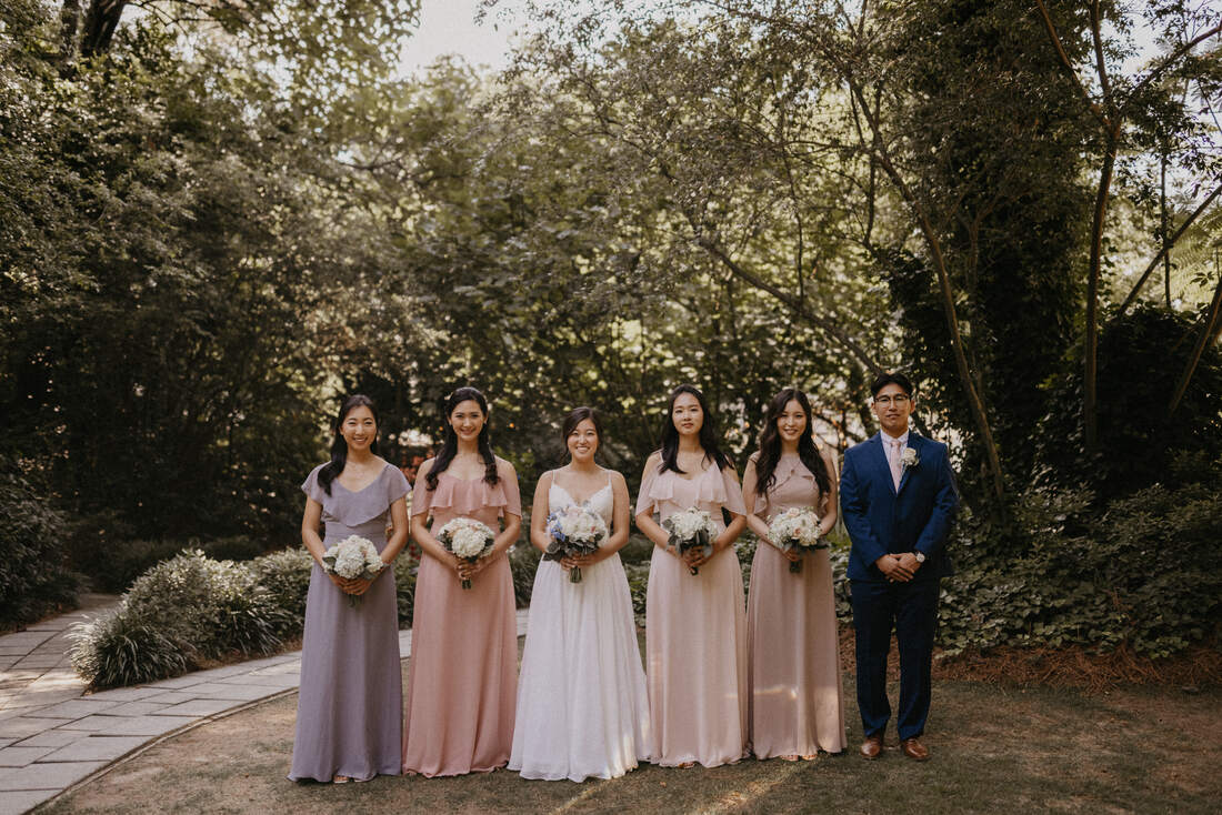 blush and blue bridal party