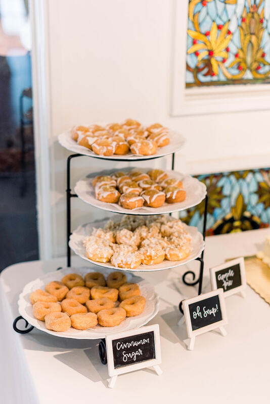 mini donuts at wedding reception