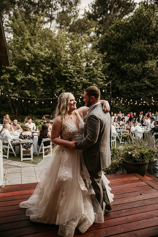 first dance on farmhouse back porch